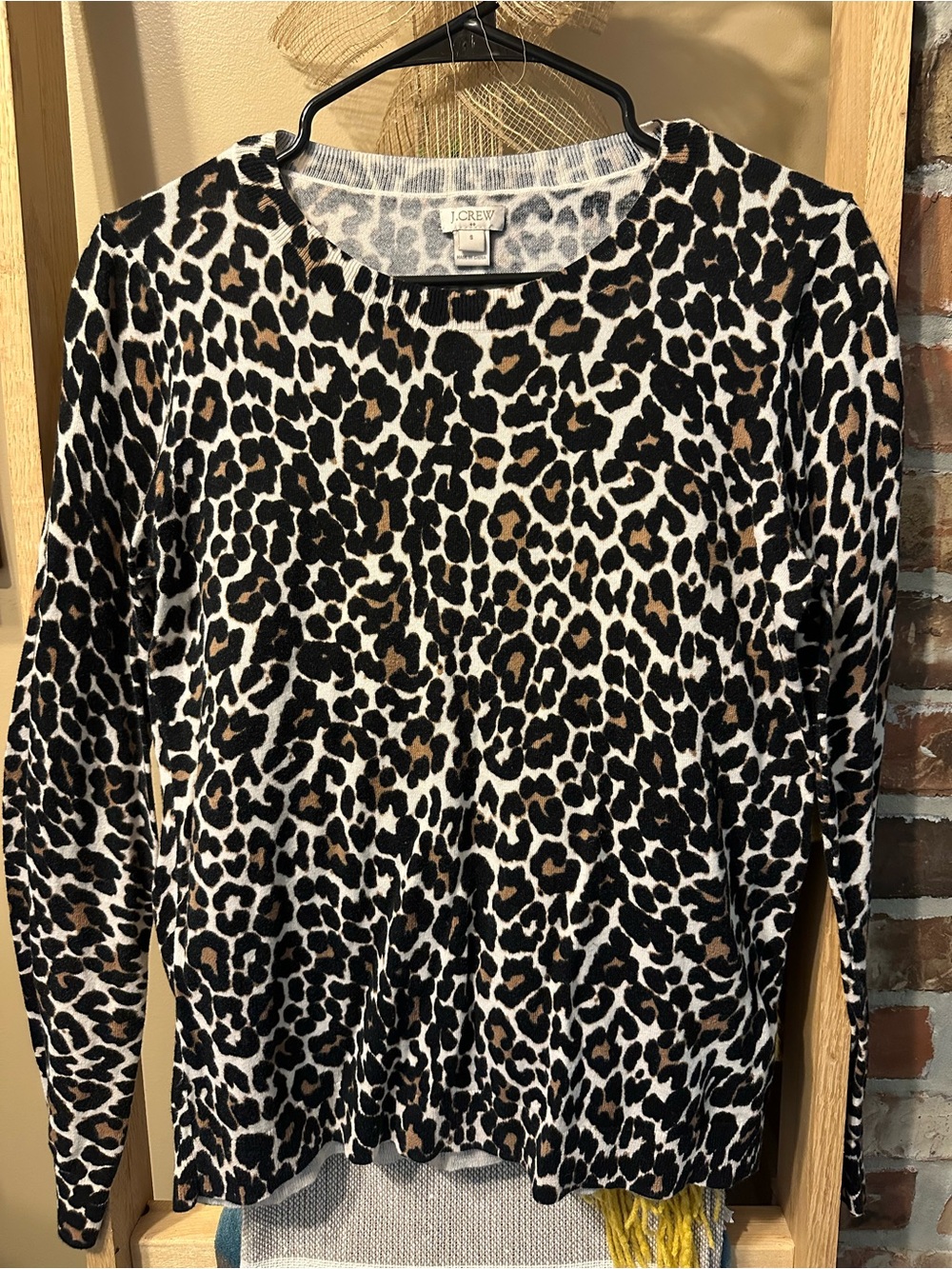 J. Crew Leopard-Print Crewneck Sweater - Black, Brown & White